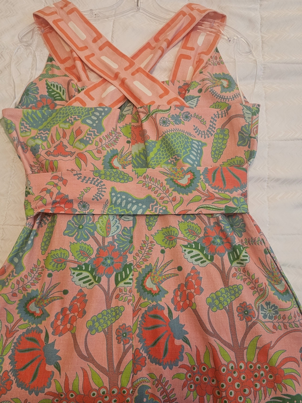 CK Bradley Gwendolyn maxi dress features a bright floral coral print Sz L - Picture 10 of 10
